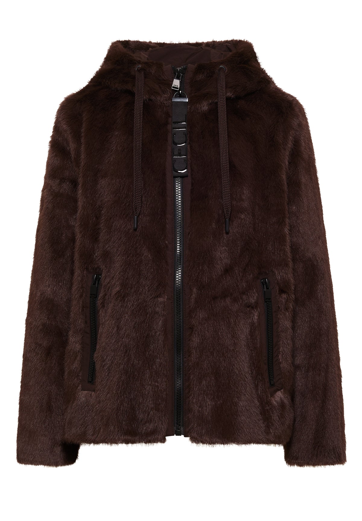 Fake Fur Jacke mit Softshelldetails
