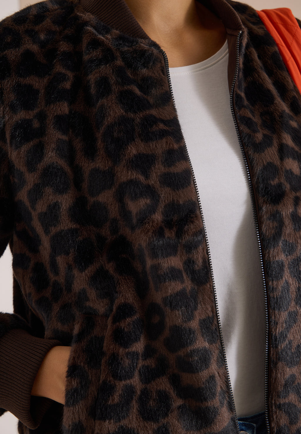 Wendbarer Fake Fur Blouson mit Leo-Muster