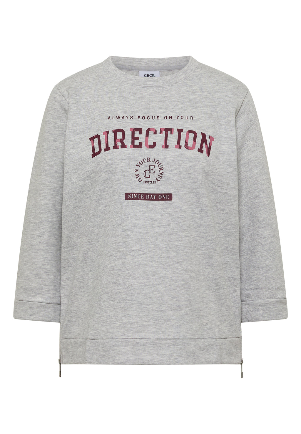 3/4-Arm Shirt mit Rundhals und Wording