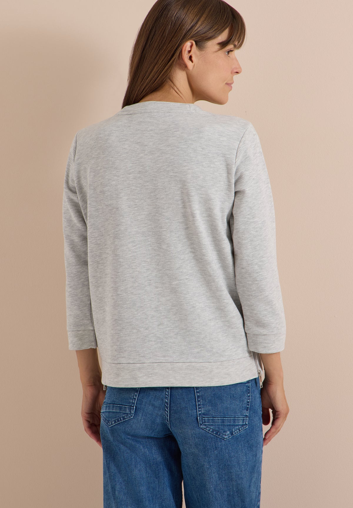 3/4-Arm Shirt mit Rundhals und Wording