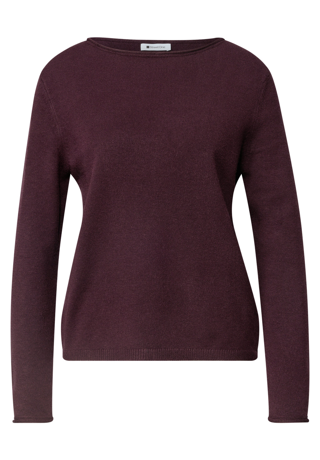 Pullover mit Boat Neck und Rollkanten