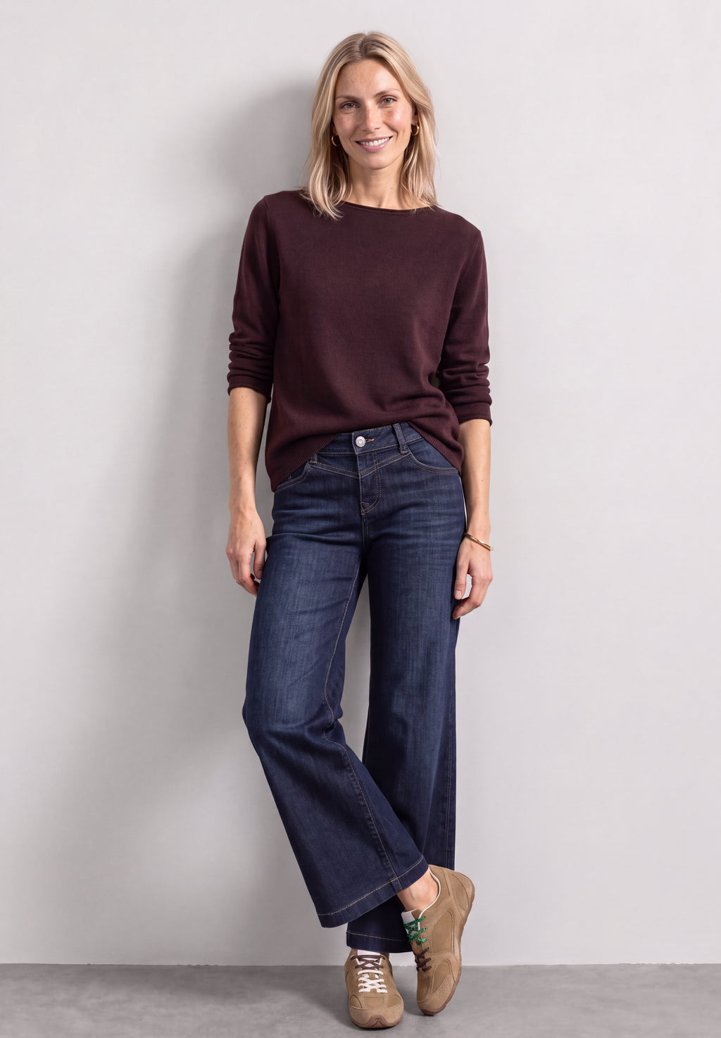 Pullover mit Boat Neck und Rollkanten