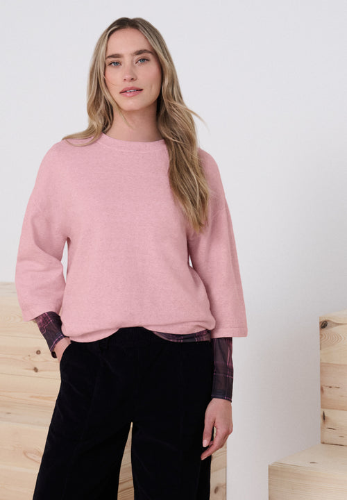 3/4-Arm Pullover mit Rundhals