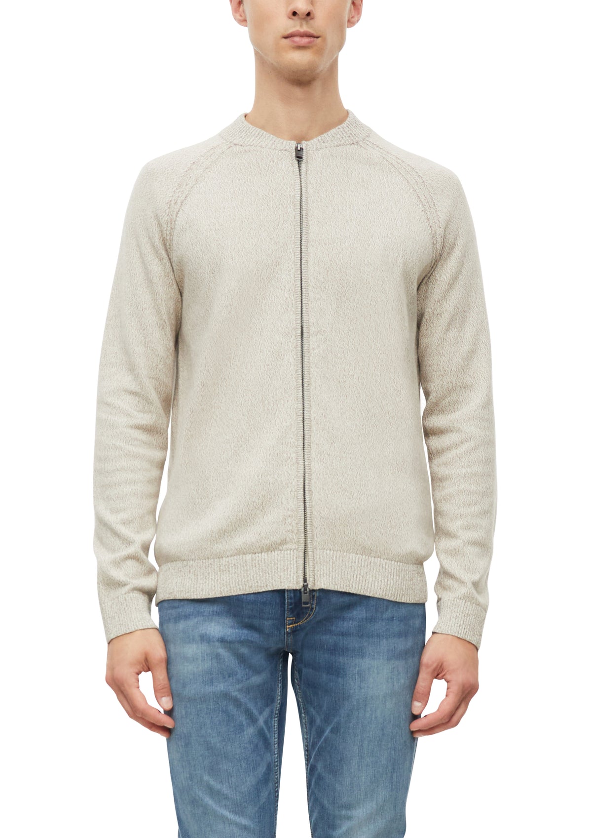 Strickjacke mit Reißverschluss in Beige von s.Oliver