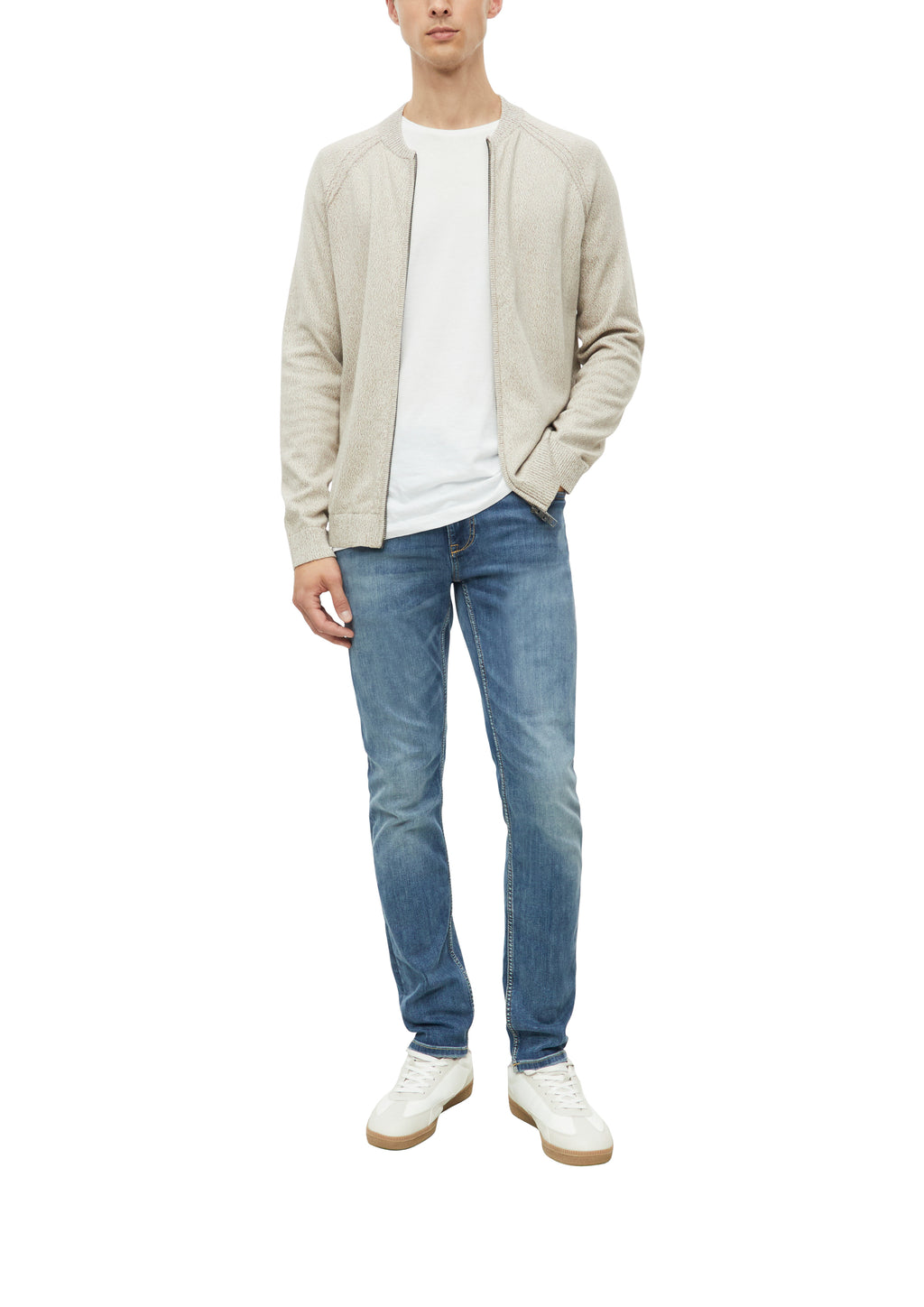 Strickjacke mit Reißverschluss in Beige von s.Oliver