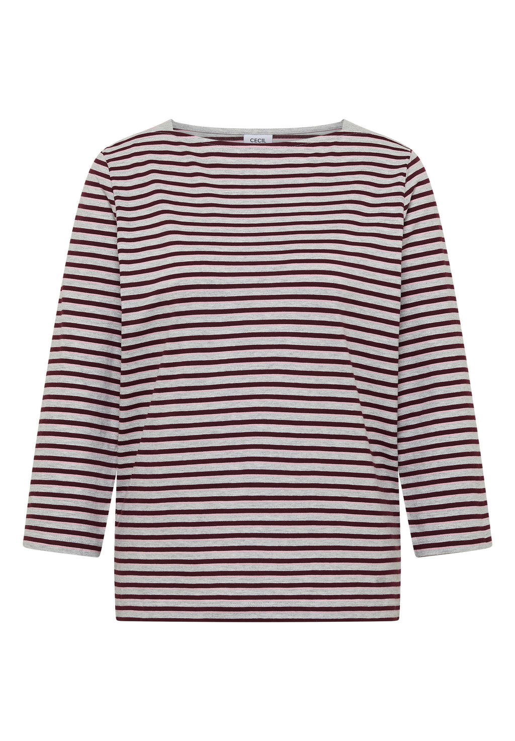 3/4-Arm Shirt mit Boat Neck und Streifen