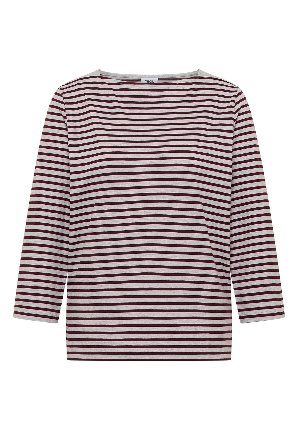 3/4-Arm Shirt mit Boat Neck und Streifen