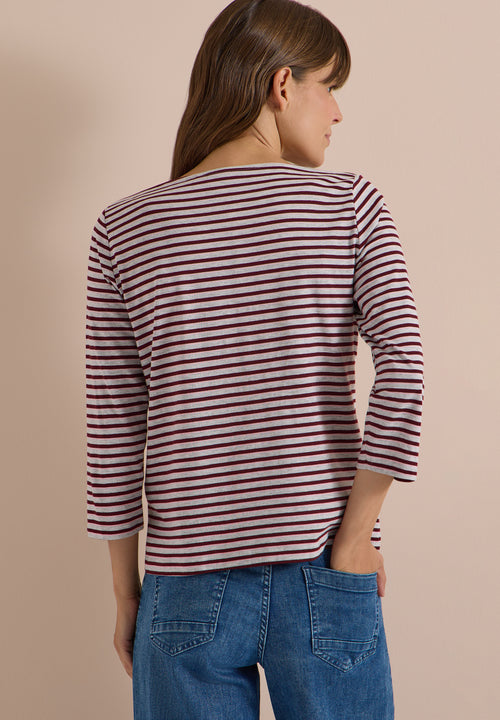 3/4-Arm Shirt mit Boat Neck und Streifen in Grau von Cecil