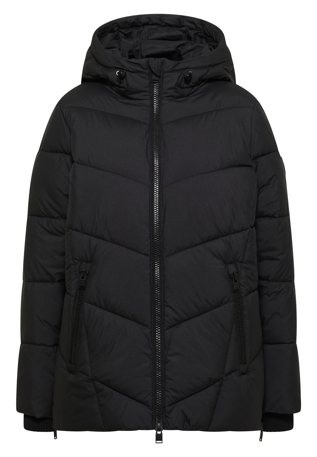 Puffer-Jacke in Midi-Länge mit Kapuze