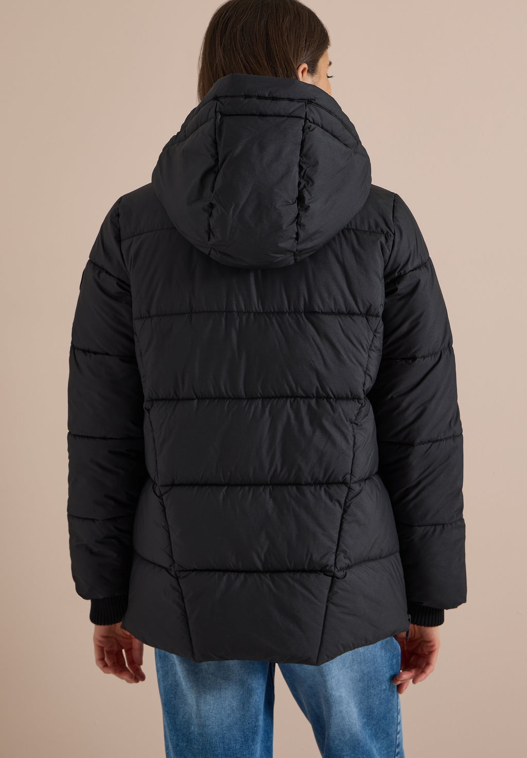 Puffer-Jacke in Midi-Länge mit Kapuze
