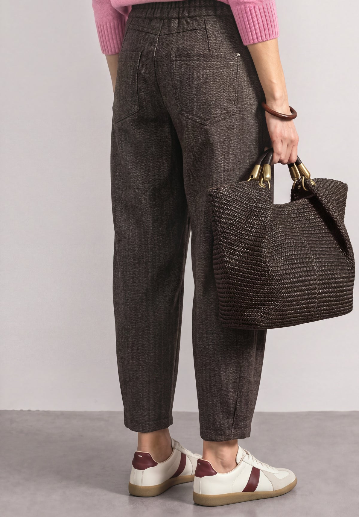 High Waist Barrel Leg Hose mit Elastikbund