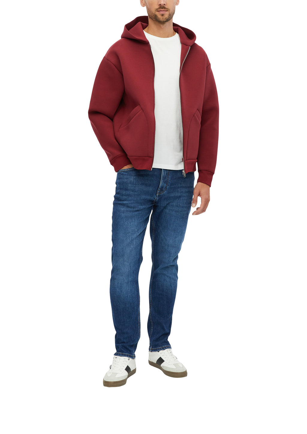 Jacke aus Scuba mit Kapuze in Rot von s.Oliver