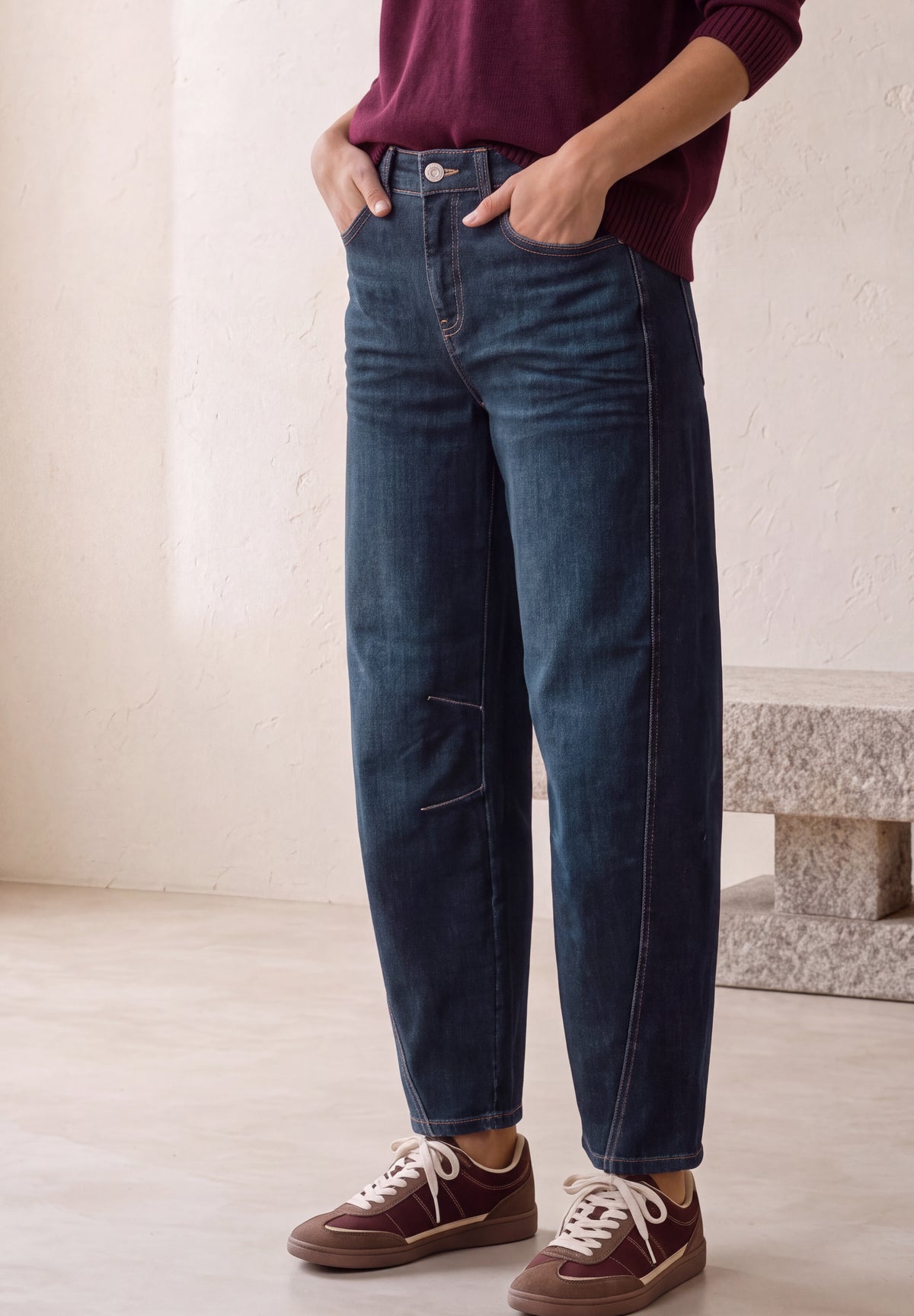 High Waist Barrel Leg Jeans im Loose Fit