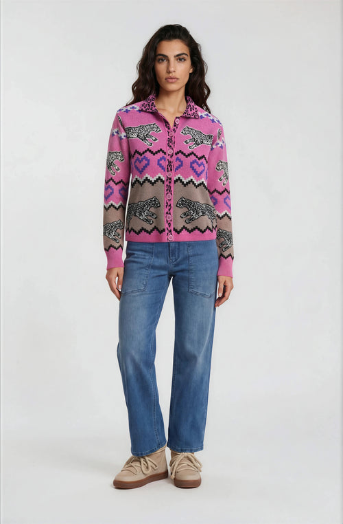 Jacquard-Strickpullover mit Polokragen von Milano Italy