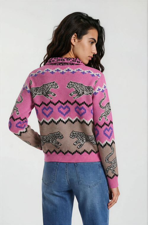 Jacquard-Strickpullover mit Polokragen von Milano Italy