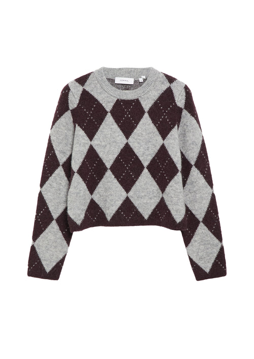 Strickpullover mit Rautenmuster in Grau von Comma