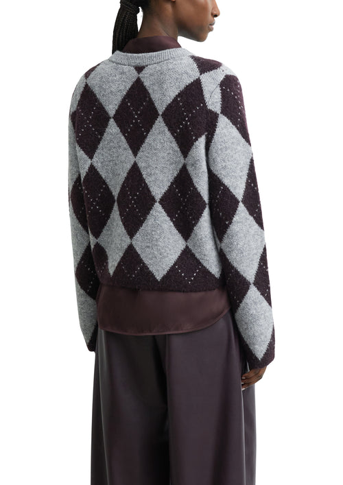 Strickpullover mit Rautenmuster in Grau von Comma
