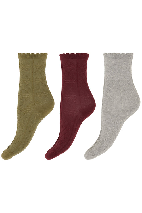 Socken im 3er-Pack Alba mit Rauten-Muster von Ichi