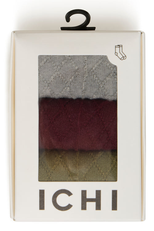 Socken im 3er-Pack Alba mit Rauten-Muster von Ichi