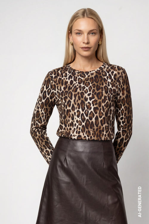 Langarmshirt mit Leomuster von Monari