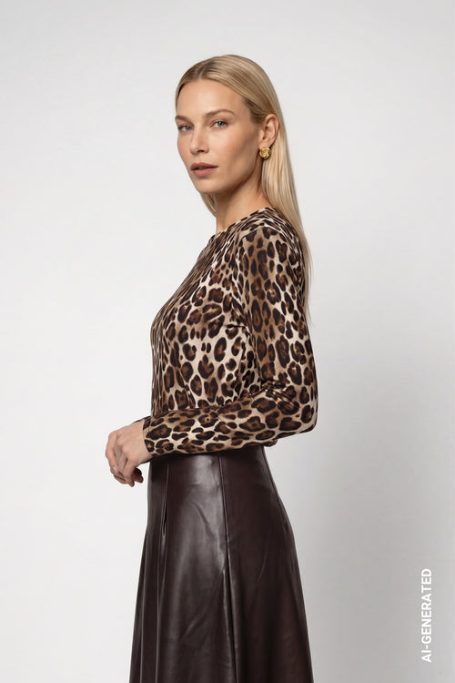 Langarmshirt mit Leomuster von Monari