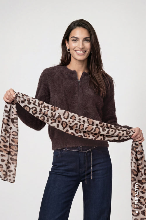 Tuch mit Leoparden-Muster in Braun von Monari
