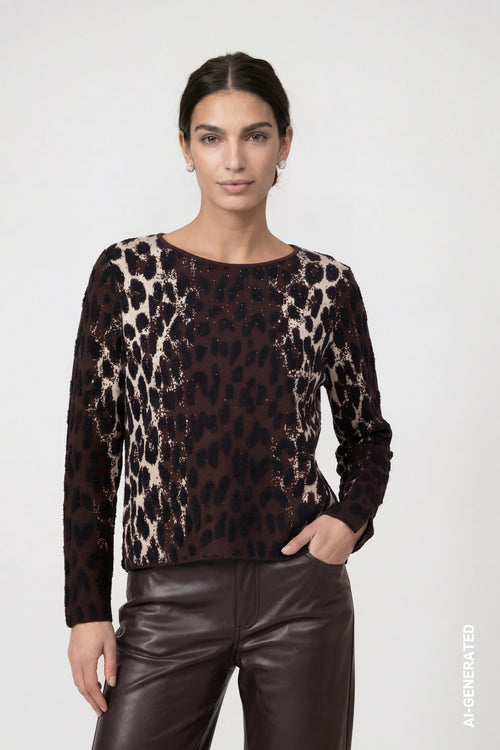 Strickpullover mit Leo-Jacquard-Muster von Monari