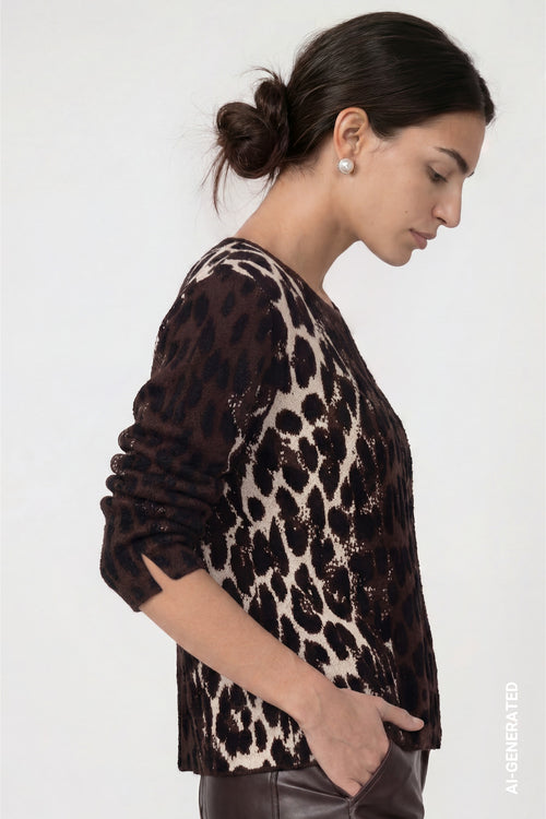 Strickpullover mit Leo-Jacquard-Muster von Monari