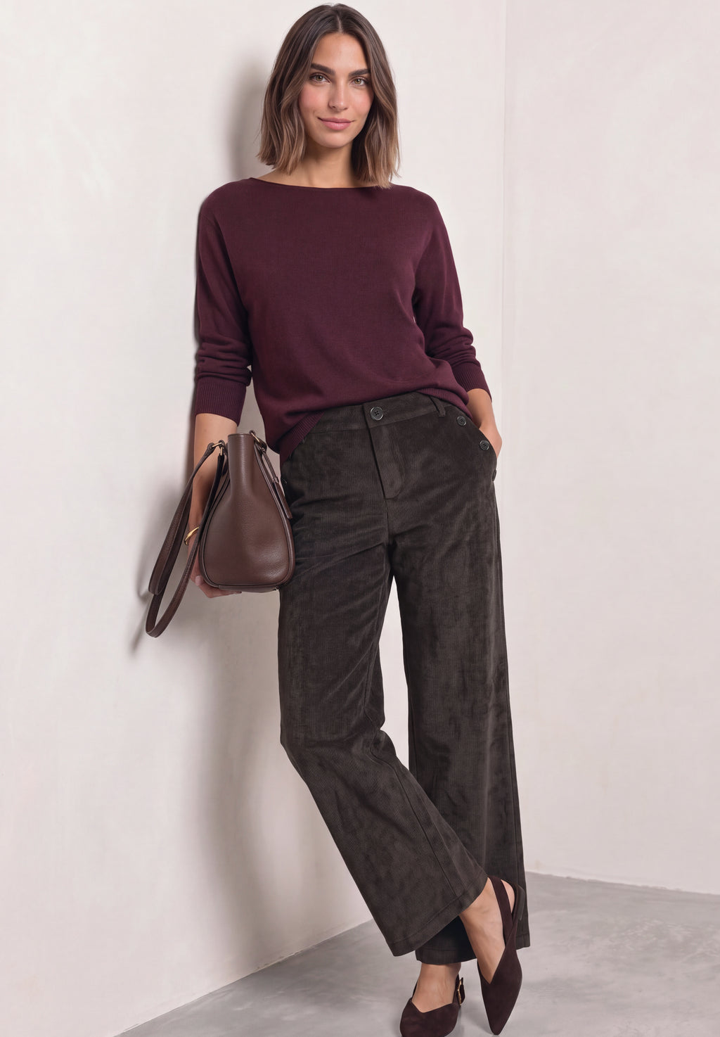 Mid Waist Straight Leg Hose mit Knöpfen