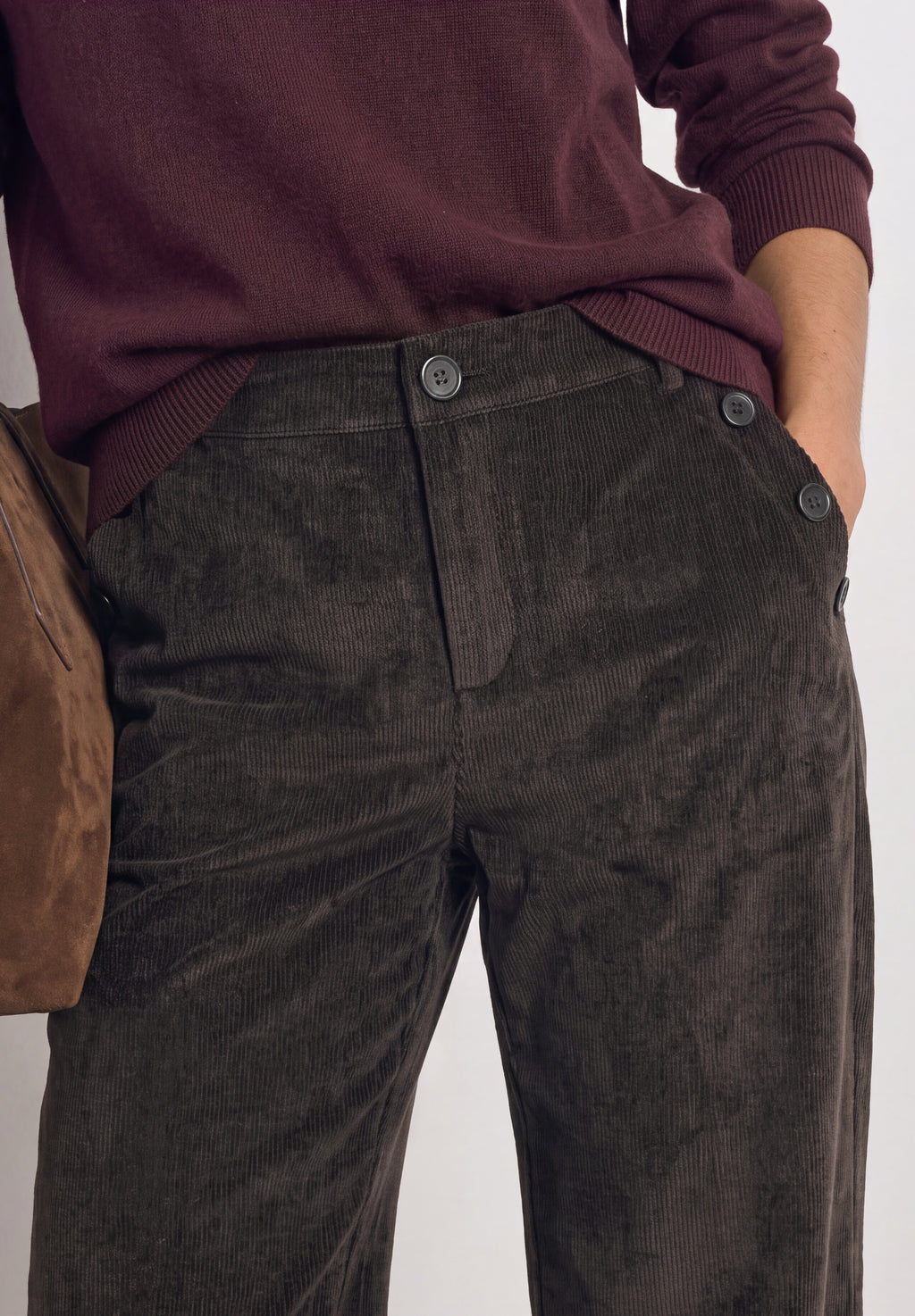 Mid Waist Straight Leg Hose mit Knöpfen