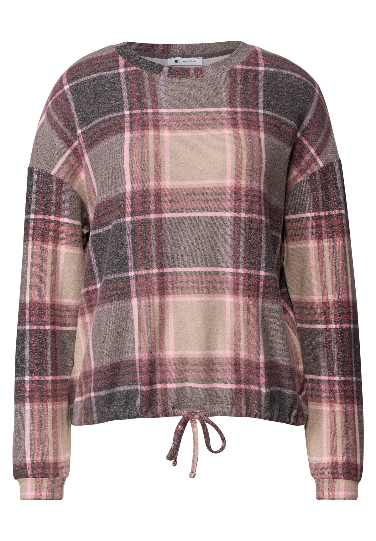 Langarm Shirt mit Rundhals und Karomuster