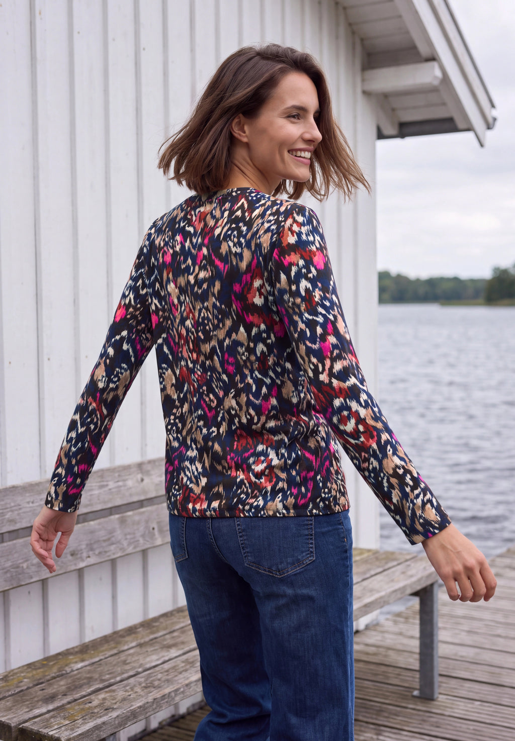 Gemustertes Shirt mit Split Neck im Tunika-Look von Cecil