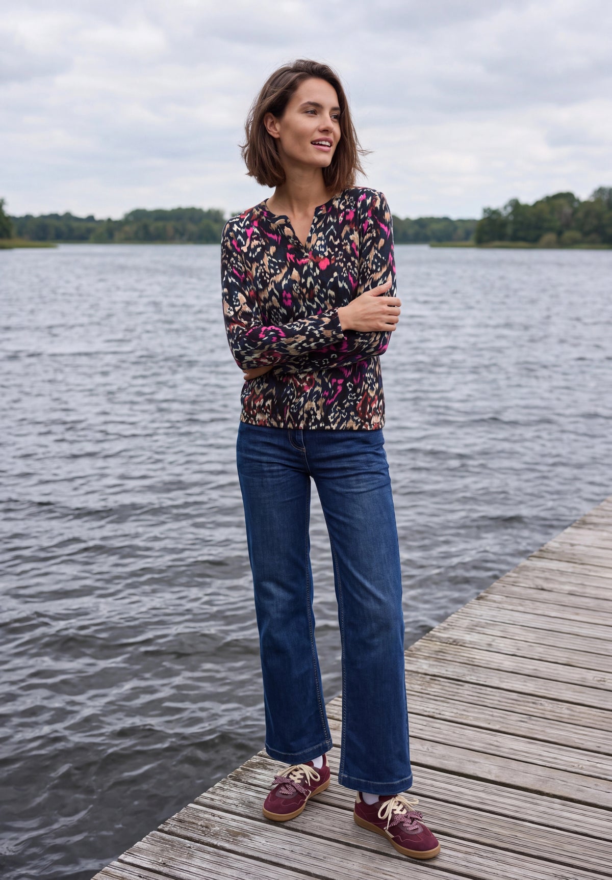 Gemustertes Shirt mit Split Neck im Tunika-Look von Cecil
