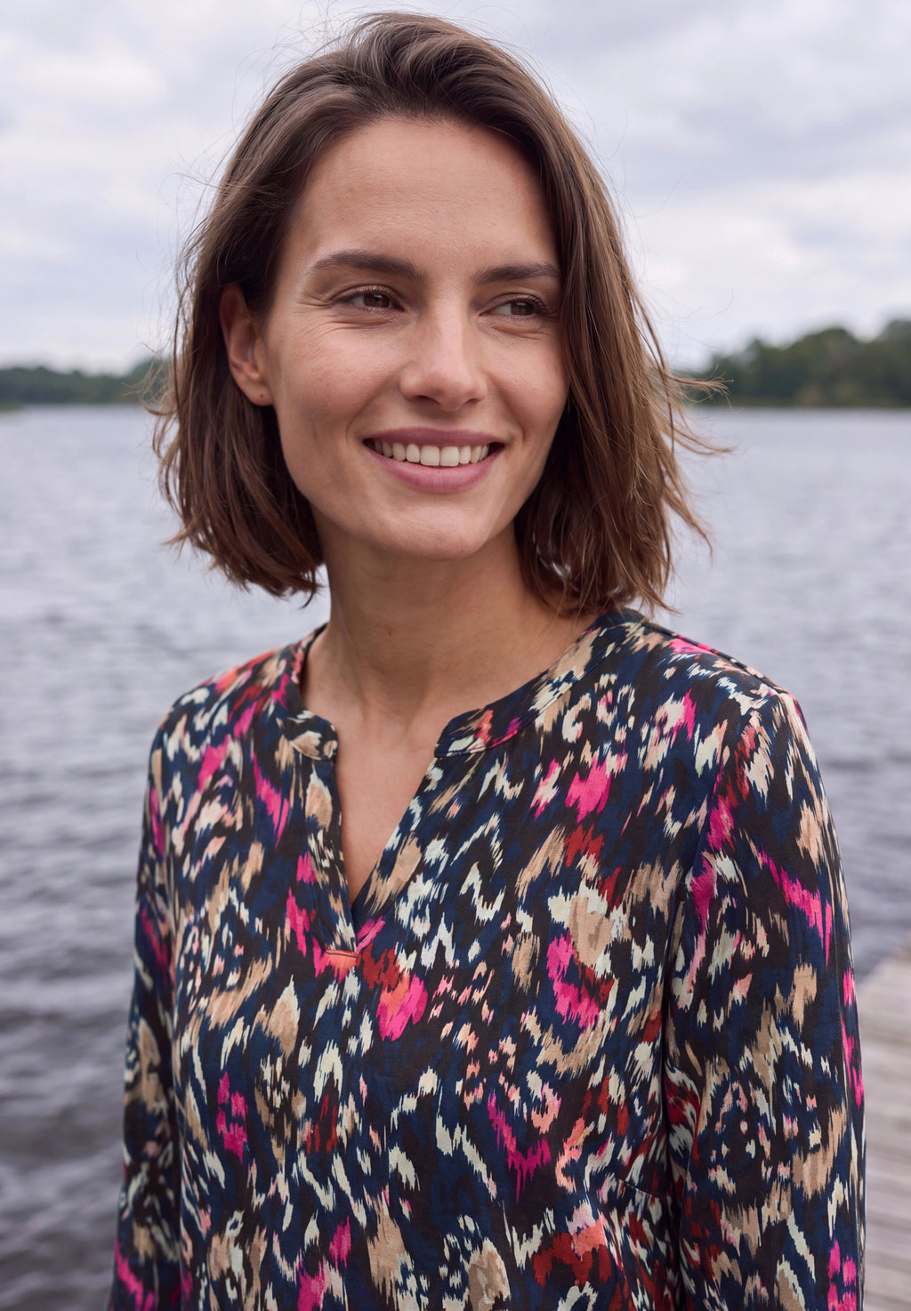 Gemustertes Shirt mit Split Neck im Tunika-Look von Cecil