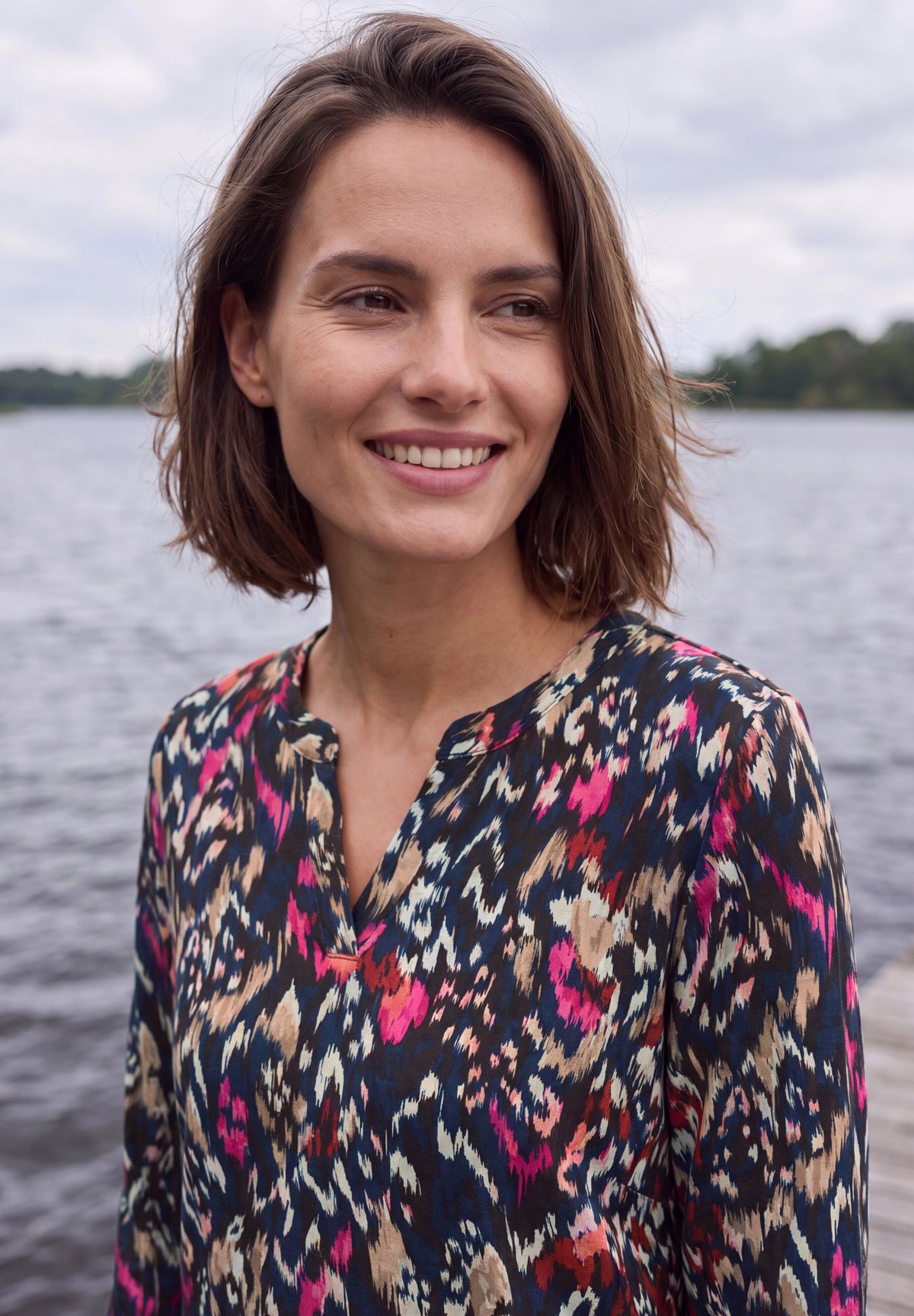 Gemustertes Shirt mit Split Neck im Tunika-Look von Cecil
