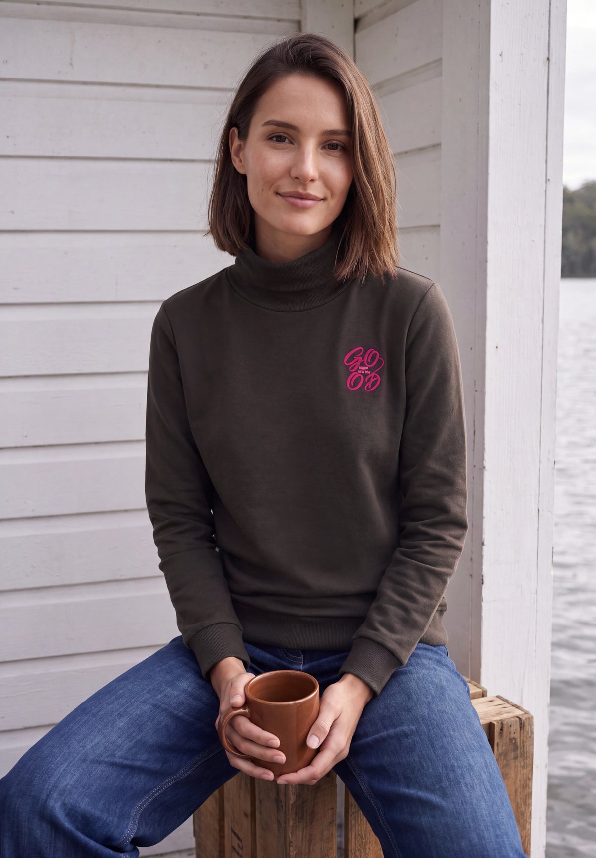 Langarm Shirt mit Turtle Neck und Print von Cecil