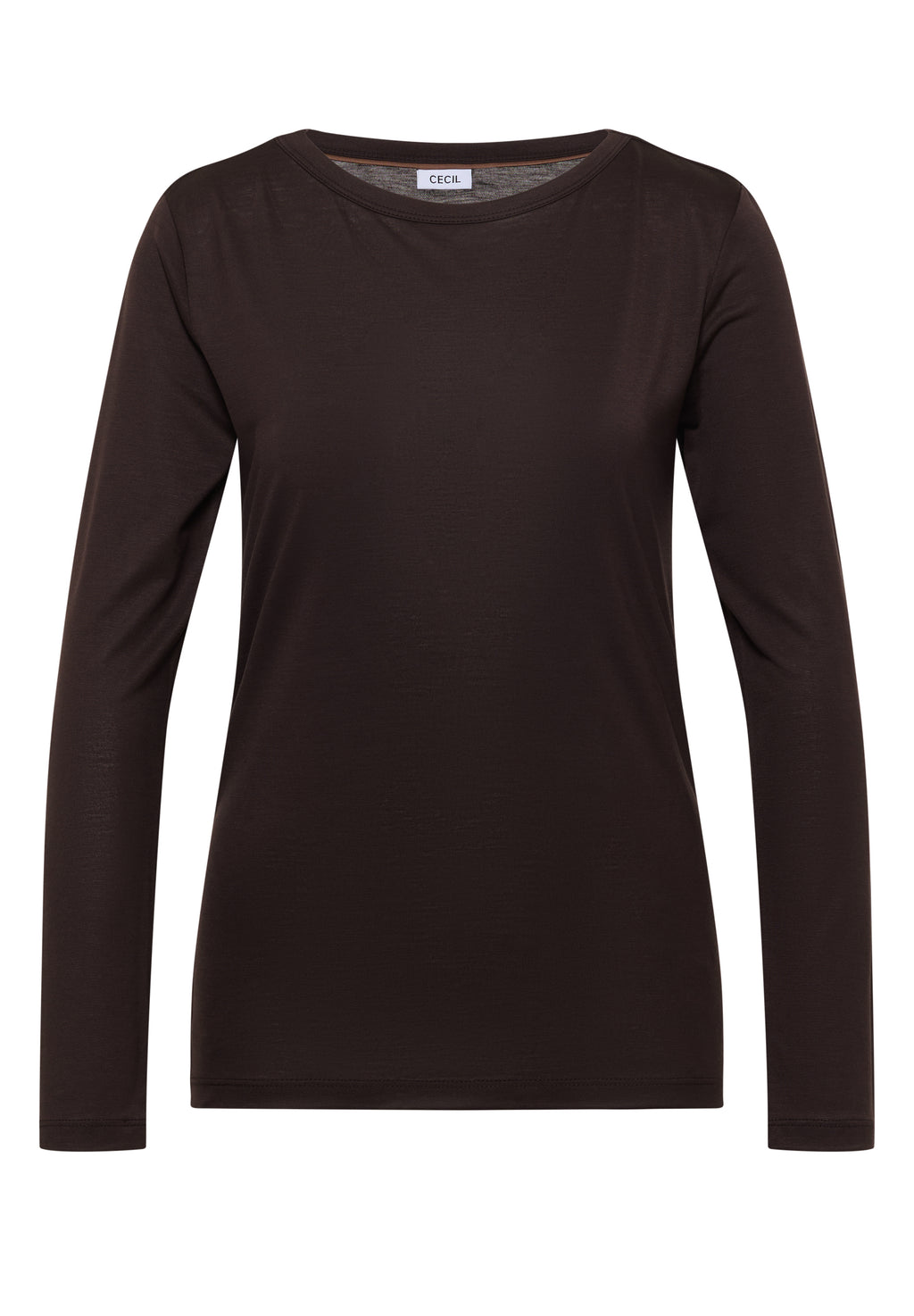 Langarm Shirt in Unifarbe mit Boat Neck von Cecil
