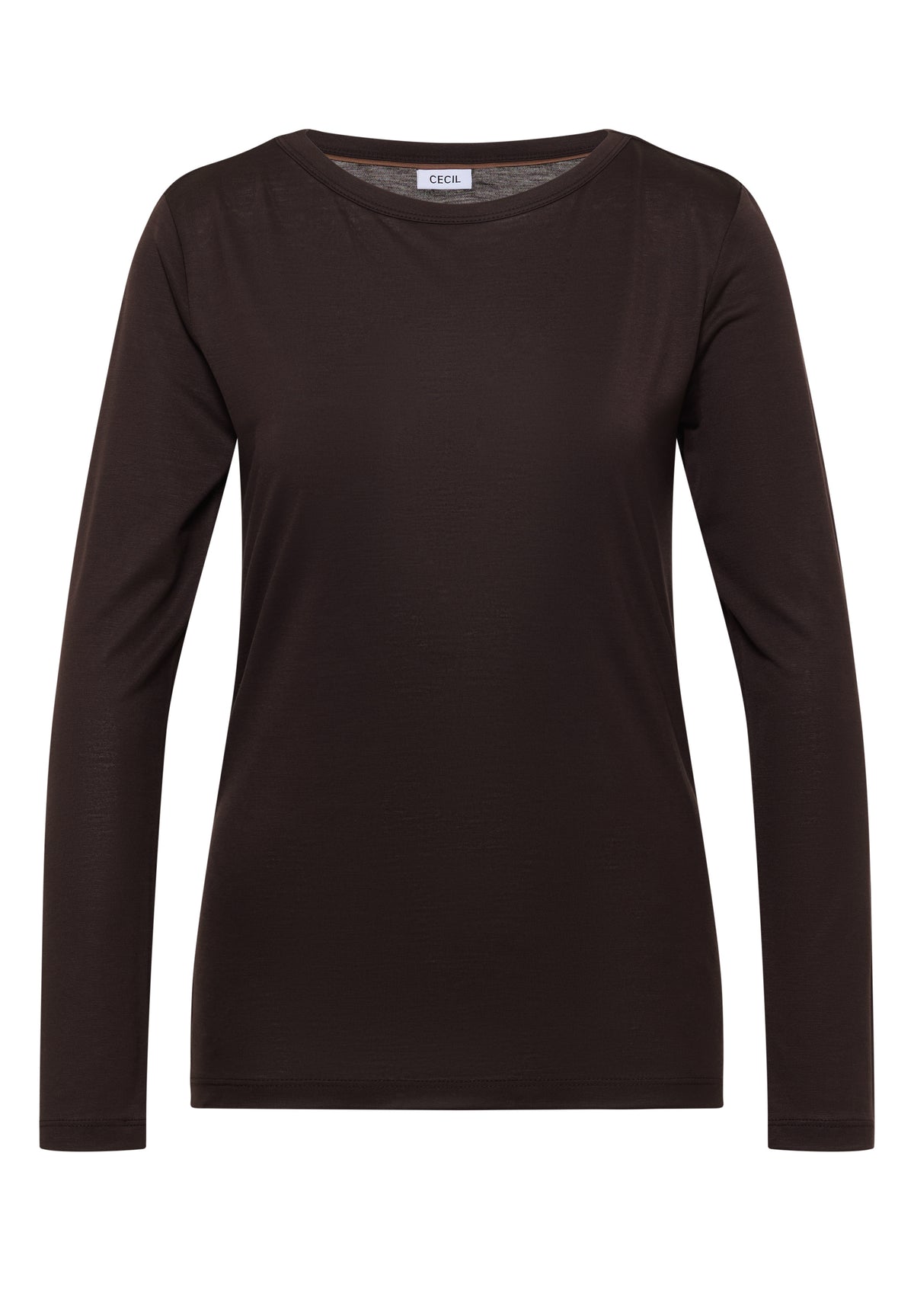 Langarm Shirt in Unifarbe mit Boat Neck von Cecil