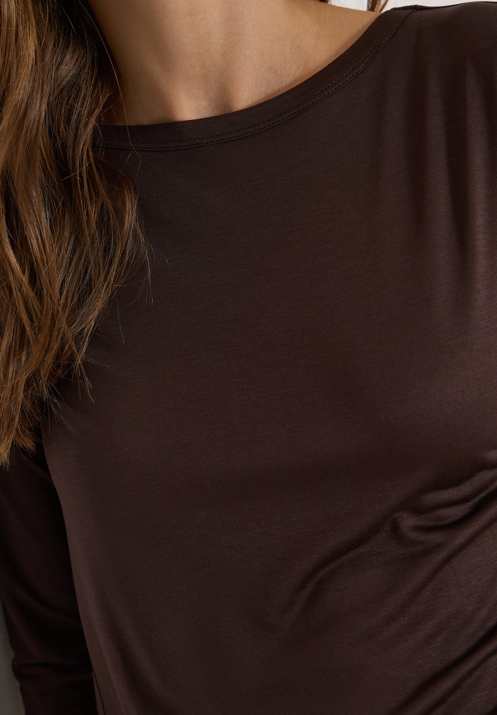 Langarm Shirt in Unifarbe mit Boat Neck von Cecil