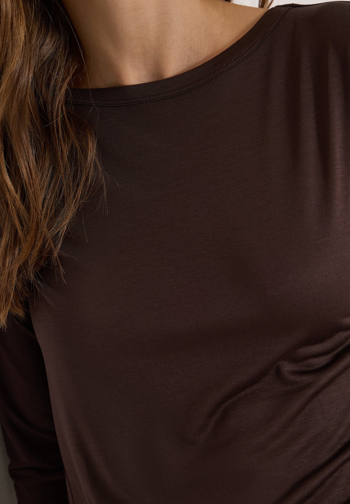 Langarm Shirt in Unifarbe mit Boat Neck von Cecil