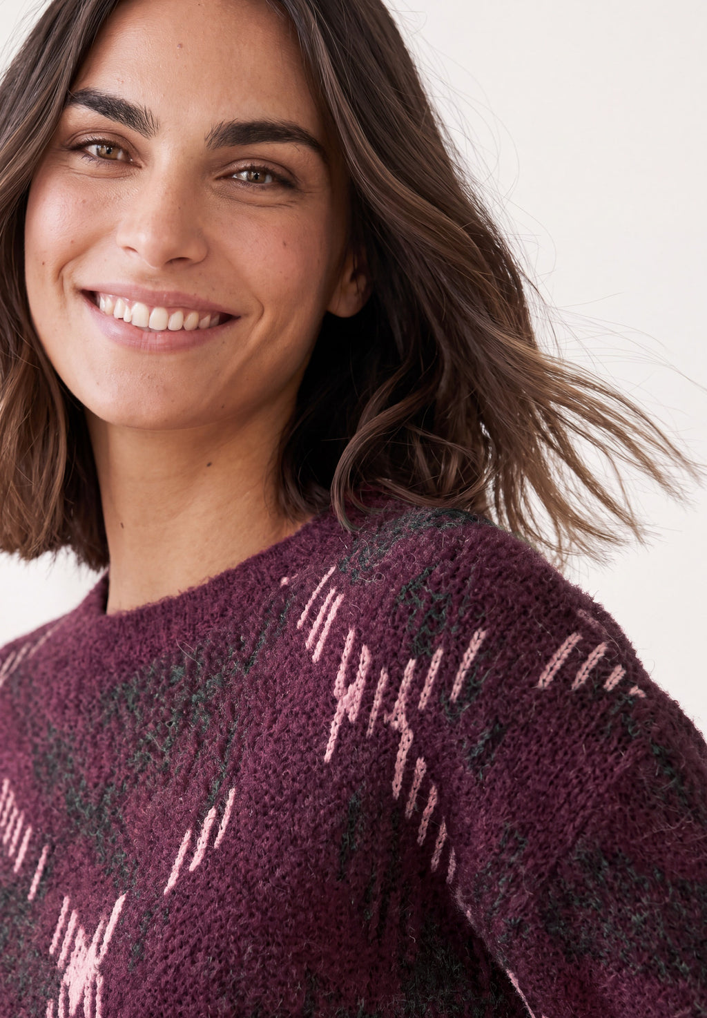 Kurzarm-Jacquardpullover mit Karomuster von Street One