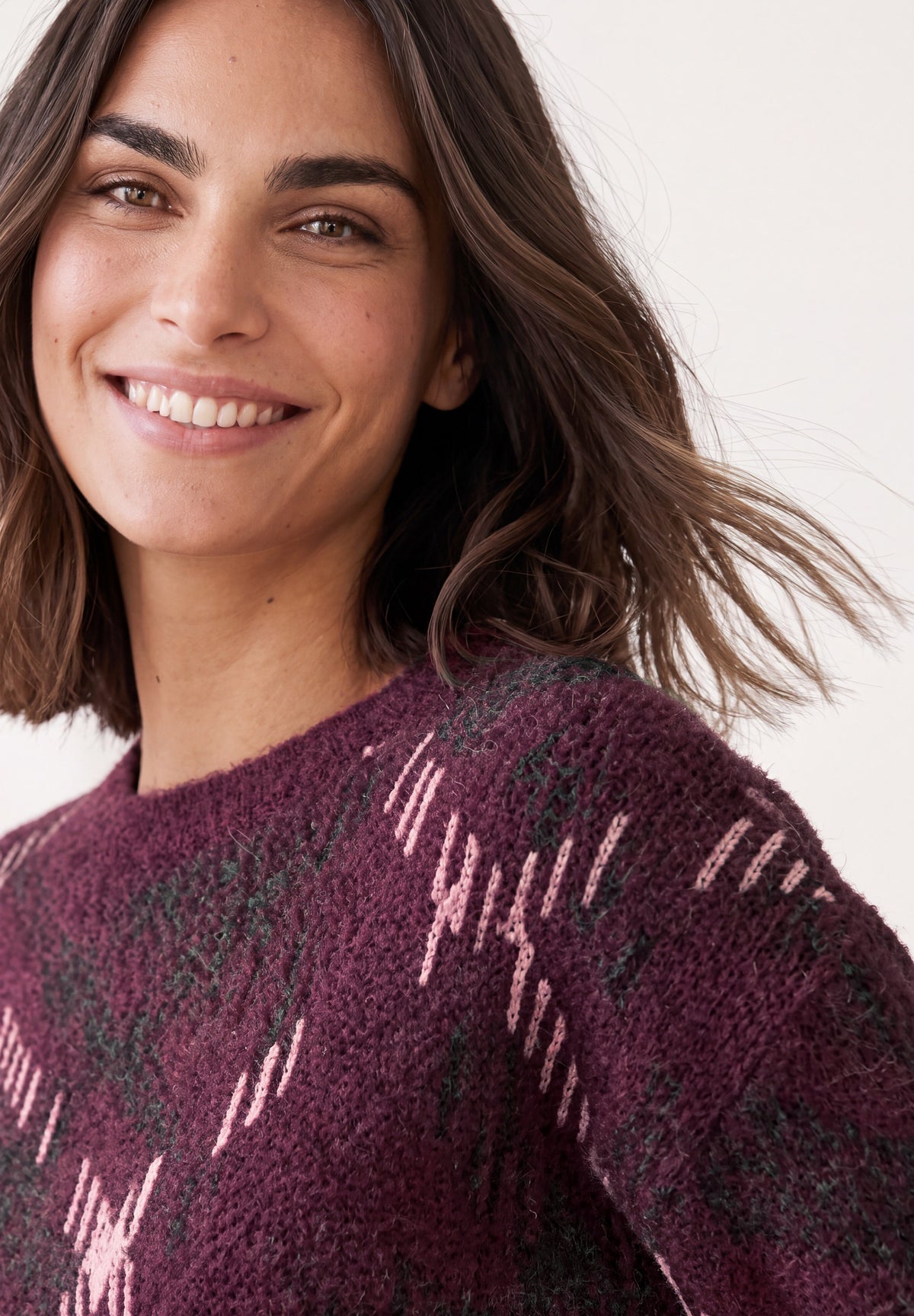 Kurzarm-Jacquardpullover mit Karomuster von Street One