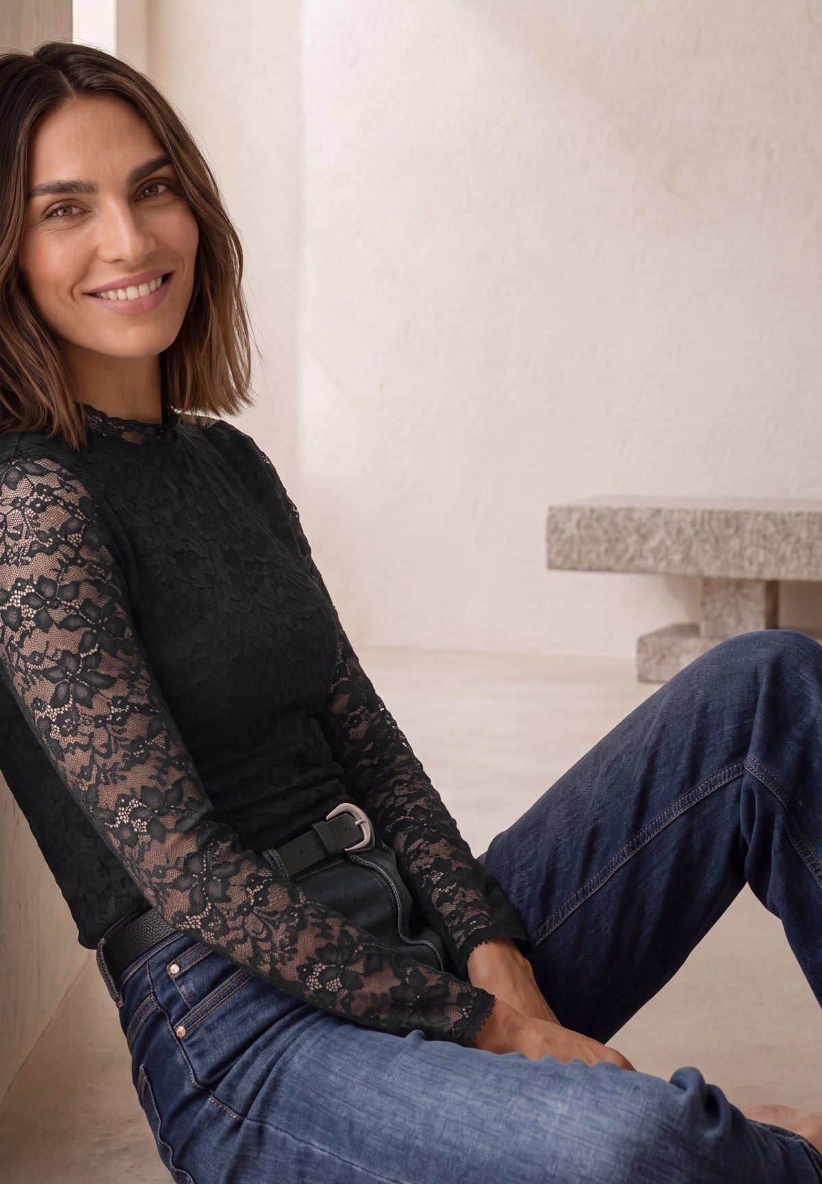 Langarm Shirt aus Spitze