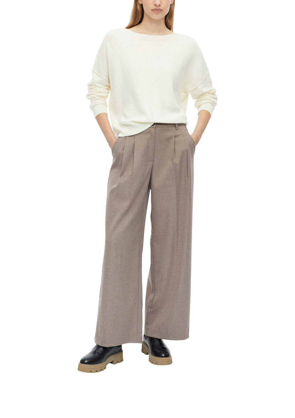 Extra Wide Leg Hose mit Bundfalten von s.Oliver
