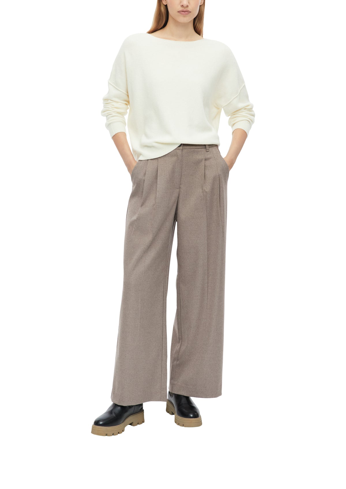 Extra Wide Leg Hose mit Bundfalten von s.Oliver
