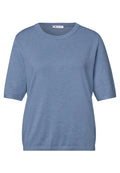Kurzarm Pullover mit Rundhals in Unifarbe