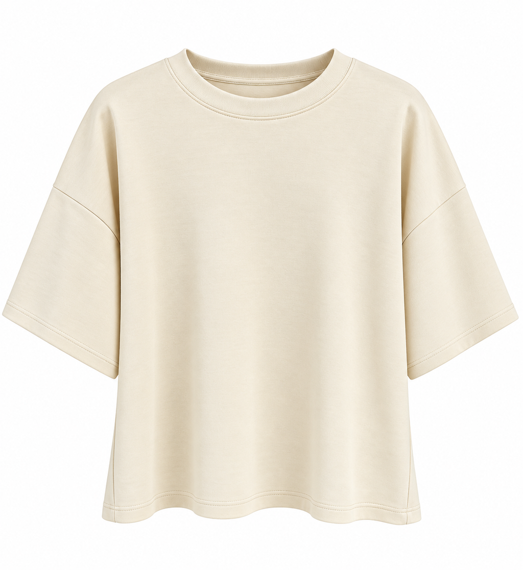 Da. T-Shirt - Gieck Fashion - creme uni - S