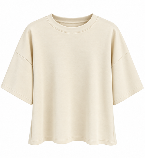 Da. T-Shirt - Gieck Fashion - creme uni - S