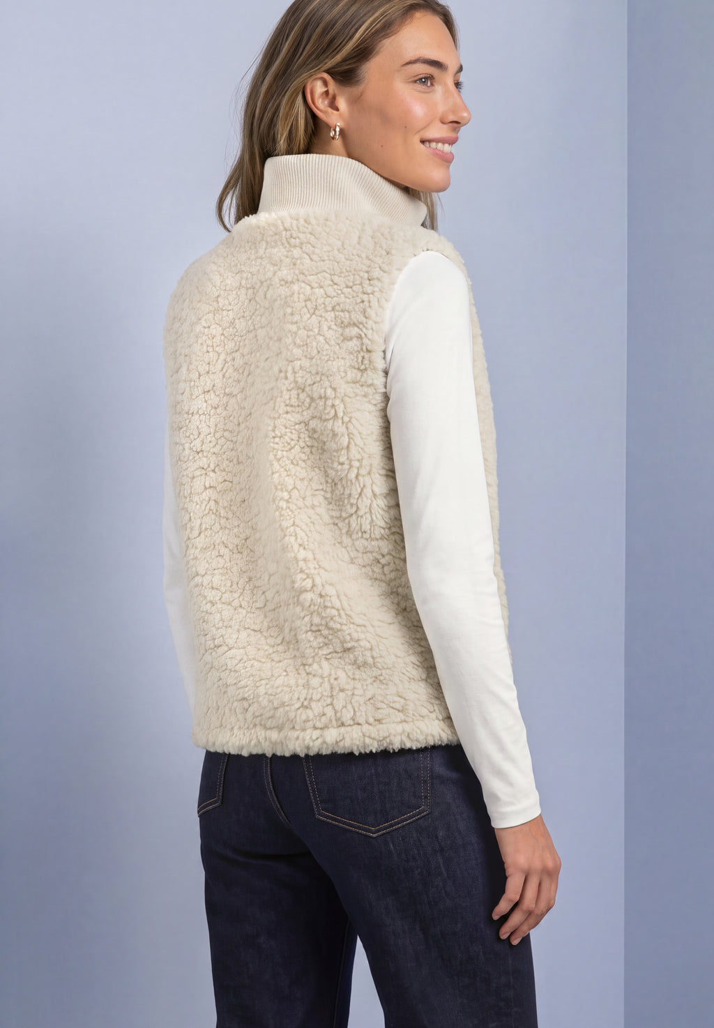 Fake Fur Weste mit Strickdetails von Street One