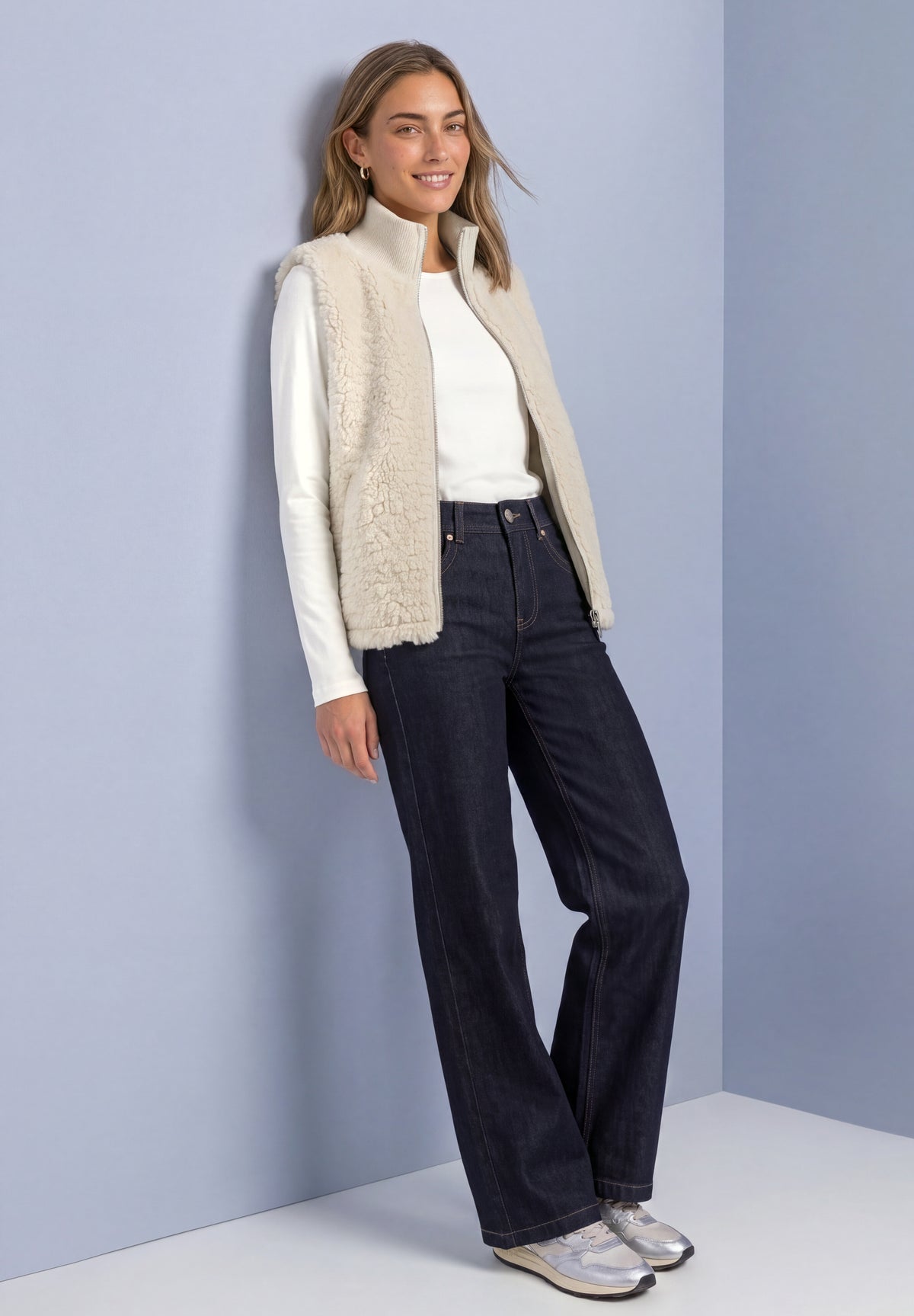 Fake Fur Weste mit Strickdetails von Street One